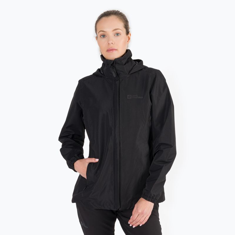 Куртка дощовик жіноча Jack Wolfskin Stormy Point 2L чорна 1111202_6000