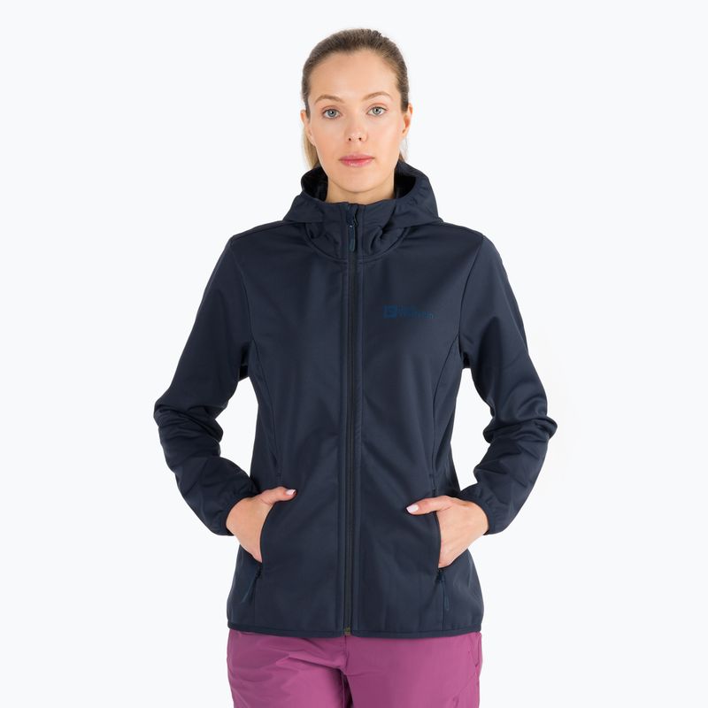 Куртка софтшел жіноча Jack Wolfskin Windhain Hoody синя 1307481_1010