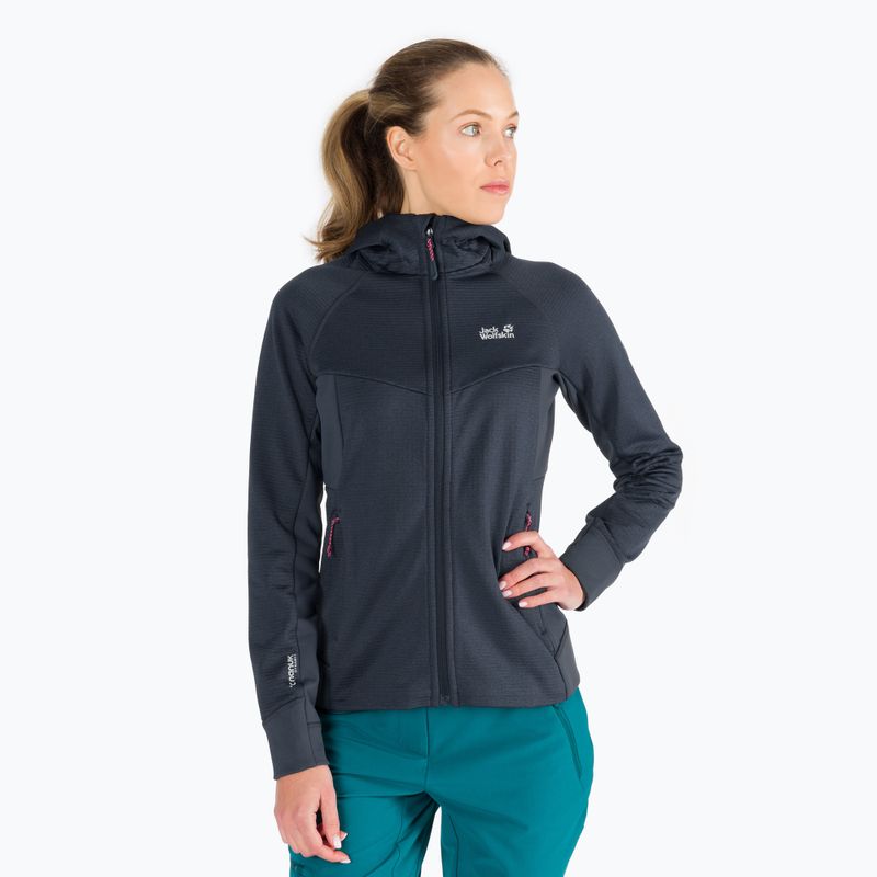 Флісова кофта жіноча Jack Wolfskin Hydro Grid Fleece сіра 1709911