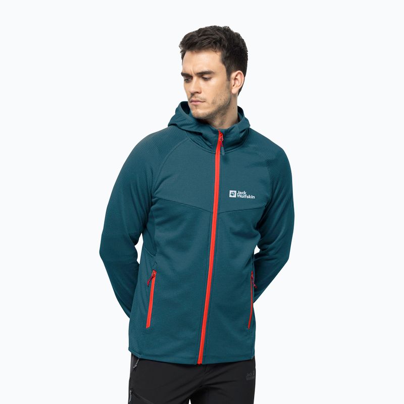 Флісова кофта чоловіча Jack Wolfskin Hydro Grid Hooded FZ блакитна 1710002
