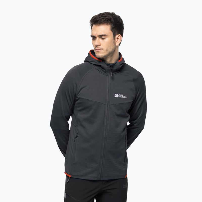 Флісова кофта чоловіча Jack Wolfskin Hydro Grid Hooded FZ сіра 1710002