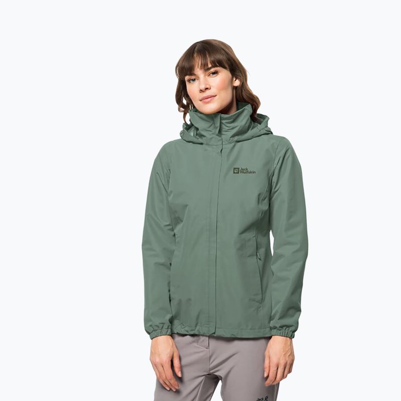 Куртка дощовик жіноча Jack Wolfskin Stormy Point 2L зелена 1111202