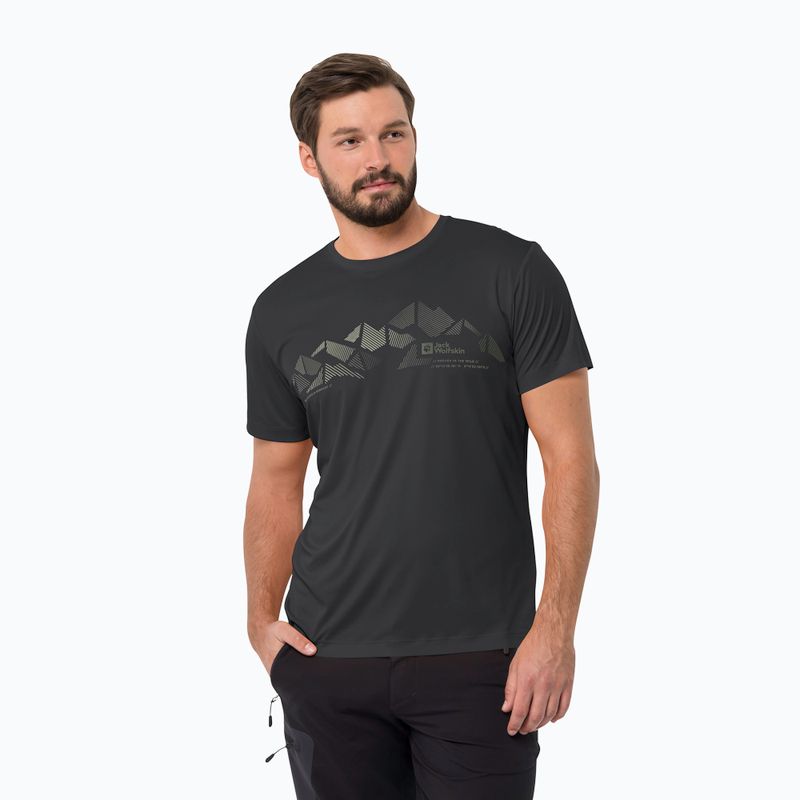 Футболка трекінгова чоловіча Jack Wolfskin Peak Graphic чорна 1807183