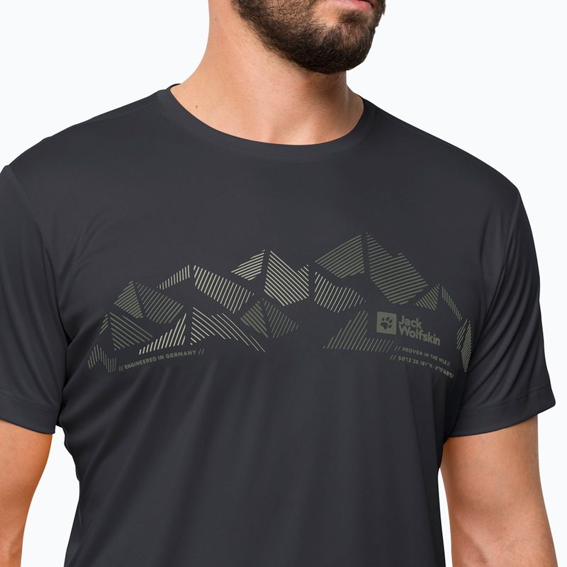 Футболка трекінгова чоловіча Jack Wolfskin Peak Graphic чорна 1807183 3