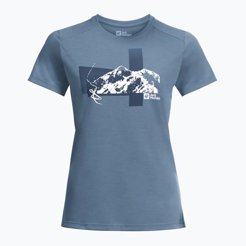 Футболка трекінгова жіноча Jack Wolfskin Vonnan S/S Graphic elemental blue 4
