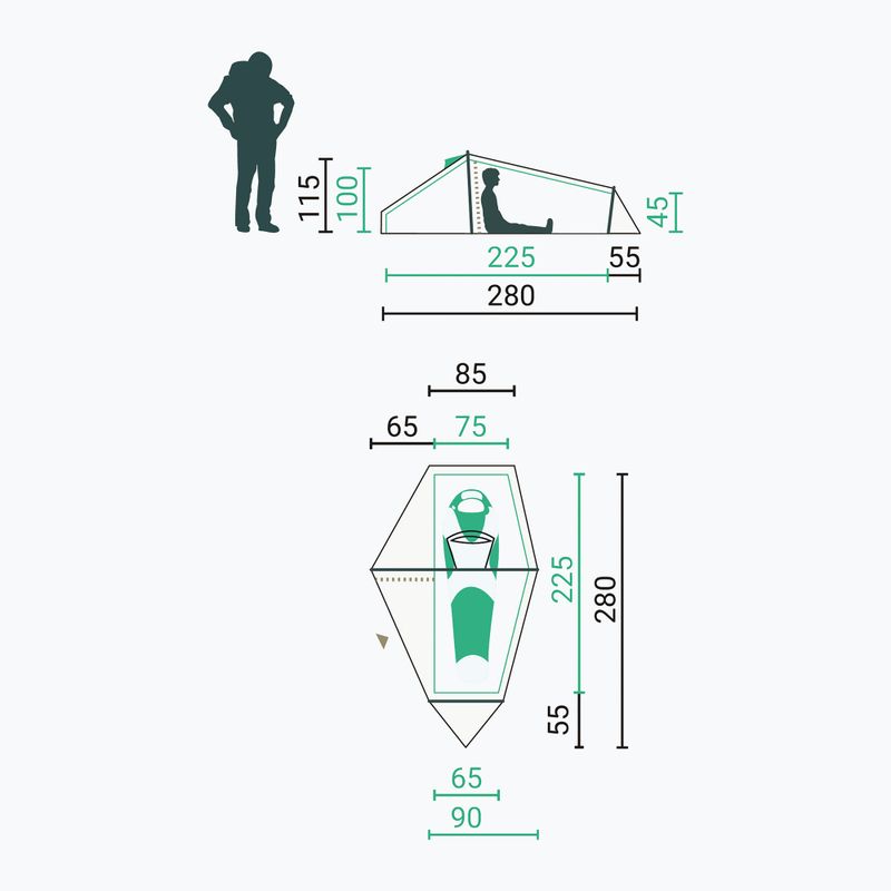 Намет трекінговий одномісний Jack Wolfskin North Timer island moss 2