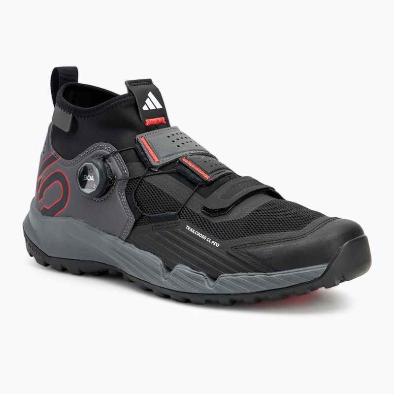 Чоловічі велотуфлі для МТБ adidas FIVE TEN Trailcross Pro Clip-In сірі п'ятірка / серцевина чорна / червона