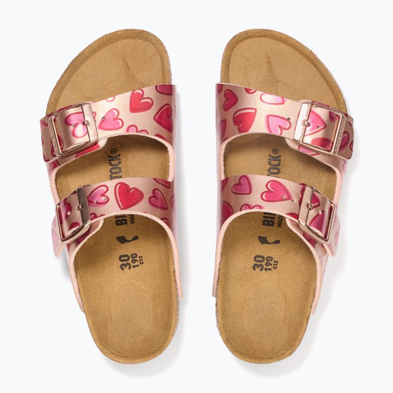 Шльопанці дитячі BIRKENSTOCK Arizona Birko-Flor Narrow electric metallic copper hearts 3