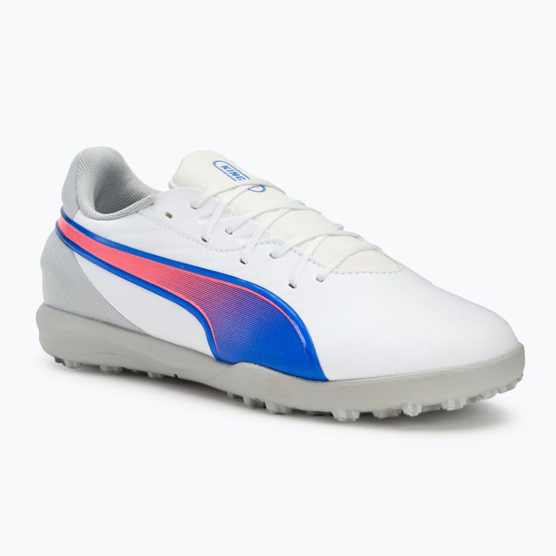 Кросівки футбольні дитячі PUMA King Match TT Jr puma white/bluemazing/flat light grey/sunset glow