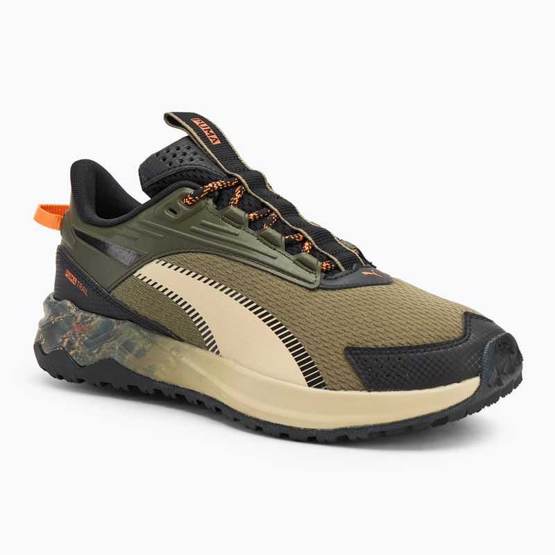 Чоловічі бігові кросівки PUMA Extend Lite Trail landslide темно-оливкові / пума чорні