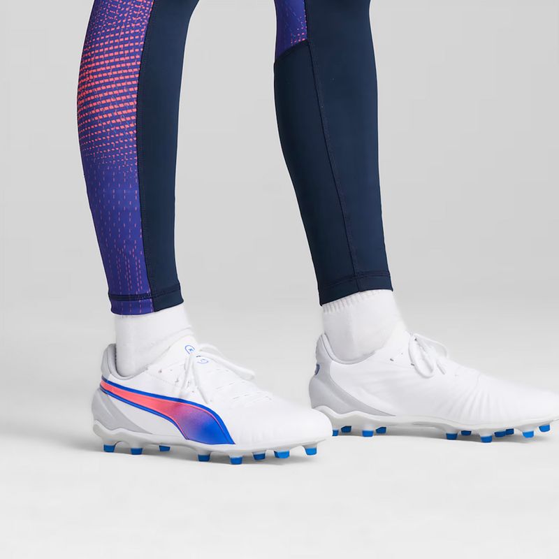 Кросівки футбольні PUMA King Match FG/AG puma white/bluemazing/flat light grey/sunset glow 14