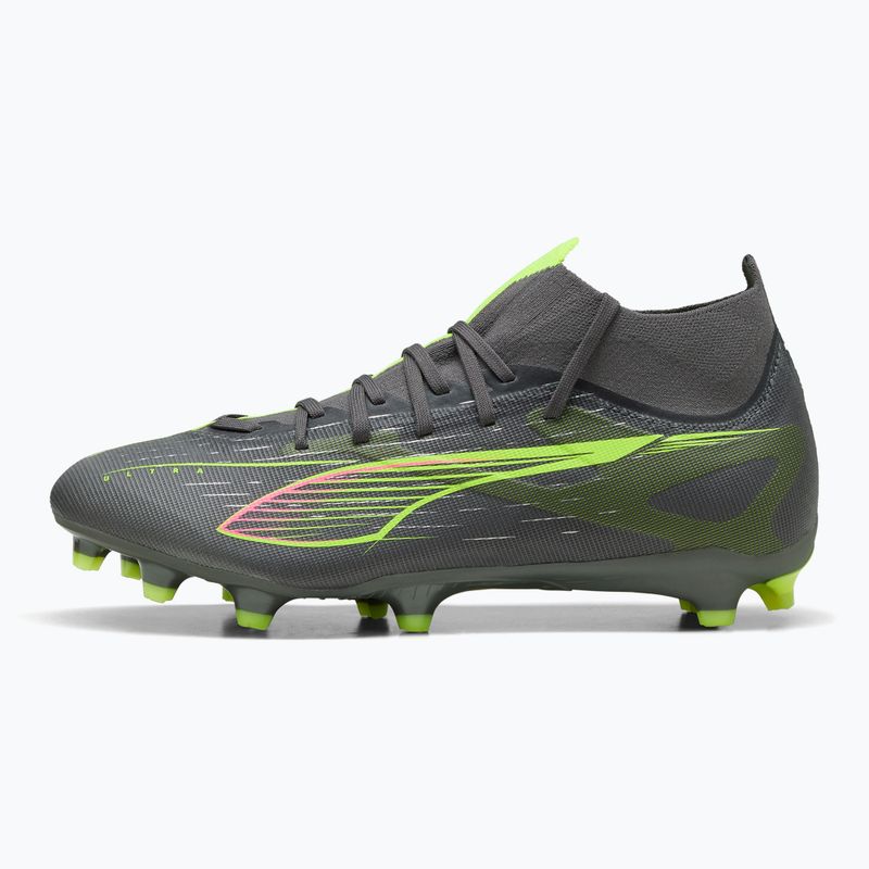 Кросівки футбольні чоловічі PUMA Ultra 5 Match+ FG/AG matte aged silver/yellow alert/puma aged silver