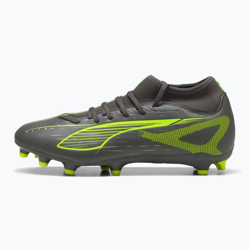 Кросівки футбольні чоловічі PUMA Ultra 5 Play+ FG/AG matte aged silver/yellow alert/puma aged silver