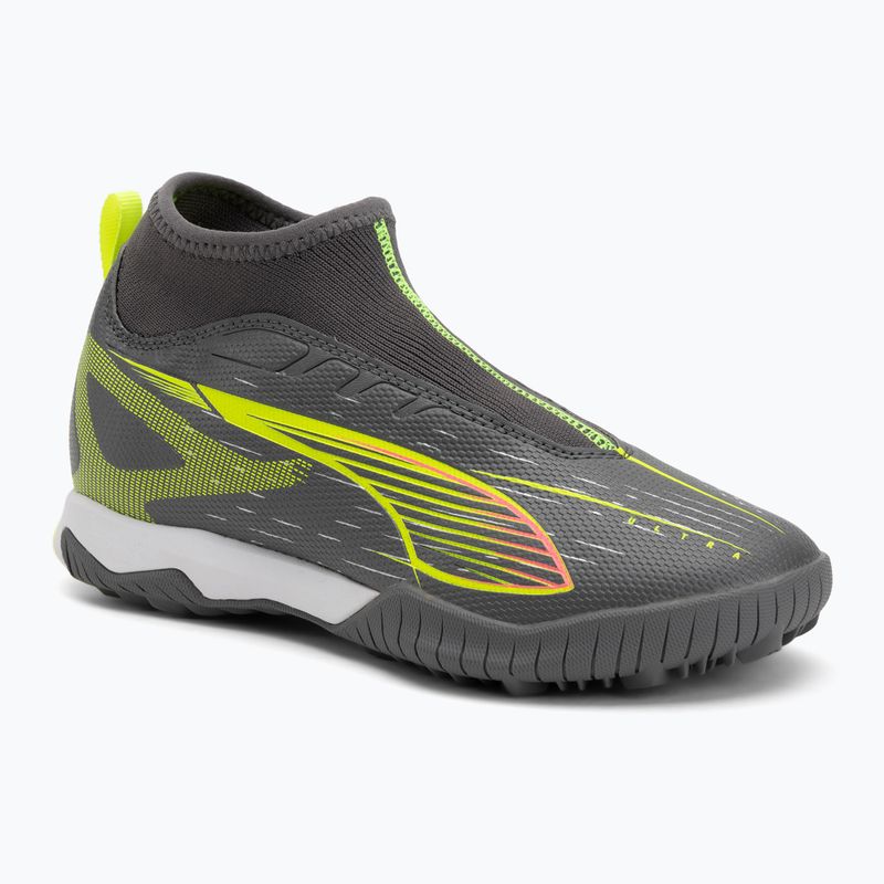 Дитячі футбольні бутси PUMA Ultra 5 Match+ LL TT+ Mid Jr матові зістарені сріблясті/жовті алерт/пума зістарені сріблясті