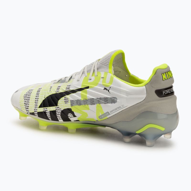Кросівки футбольні чоловічі PUMA King Ultimate Forever FG/AG feather gray/electric lime/puma white/flat light gray 3