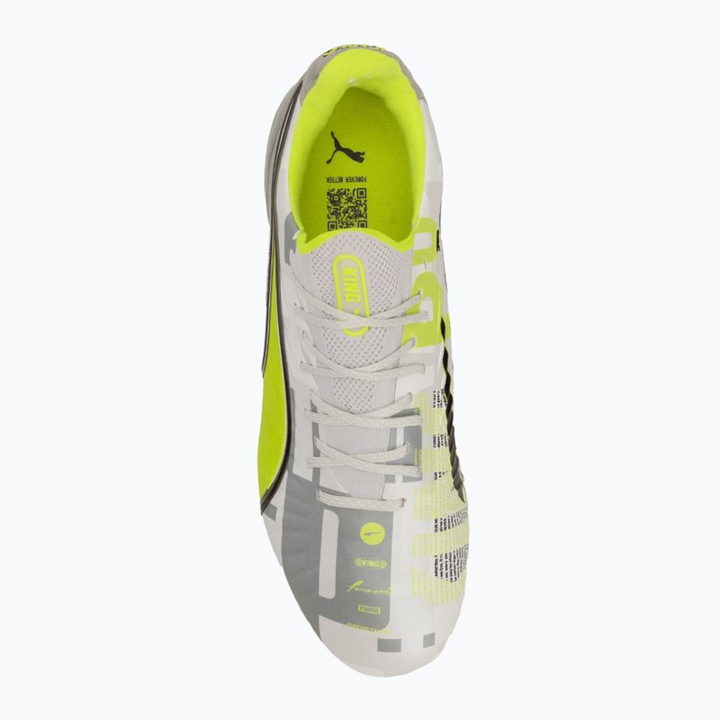 Кросівки футбольні чоловічі PUMA King Ultimate Forever FG/AG feather gray/electric lime/puma white/flat light gray 5