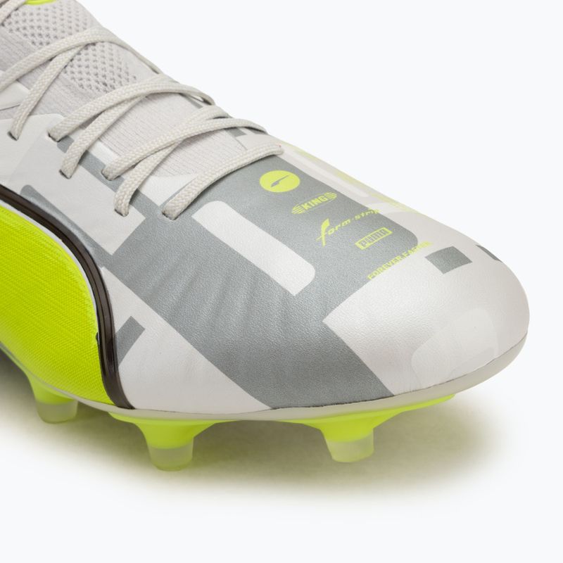 Кросівки футбольні чоловічі PUMA King Ultimate Forever FG/AG feather gray/electric lime/puma white/flat light gray 7