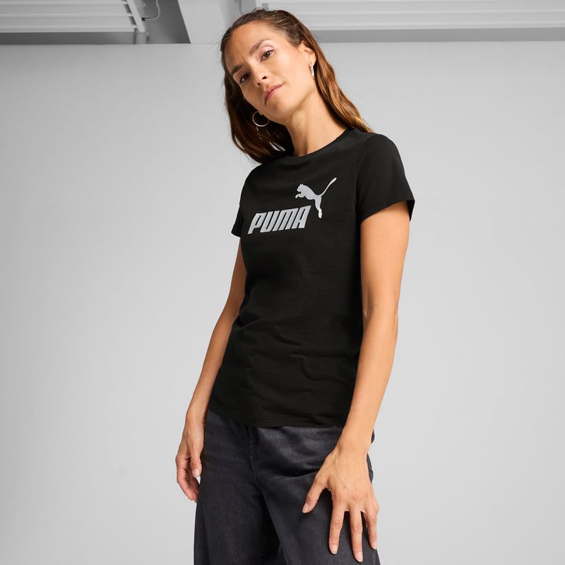 Футболка жіноча PUMA ESS Metallic No. 1 Logo Tee puma black/metallic silver 3