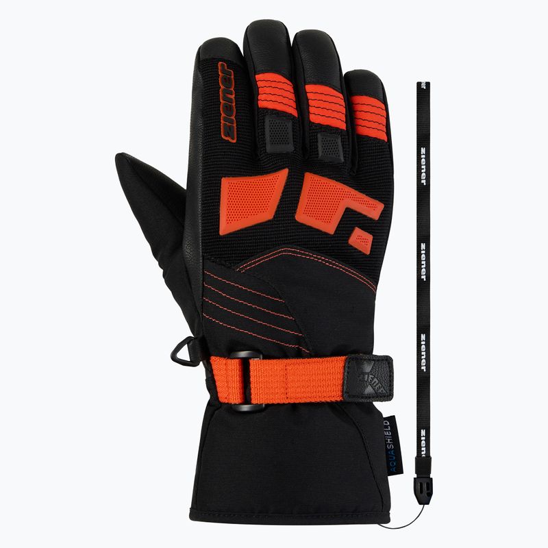 Рукавиці гірськолижні дитячі ZIENER Lukian-Z AS black/orange red 2