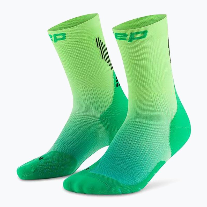 Шкарпетки компресійні жіночі CEP Run Edt. Gradient Mid Cut Compression 5.0 green/lime fade