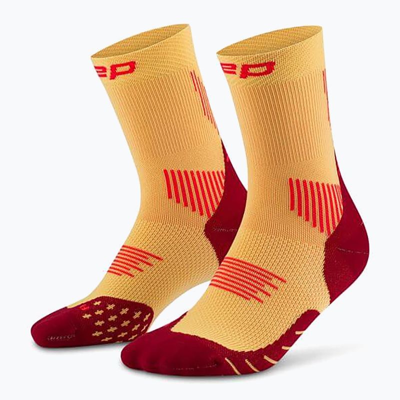 Шкарпетки компресійні чоловічі CEP Run Mid Cut 5.0 marigold/burgundy