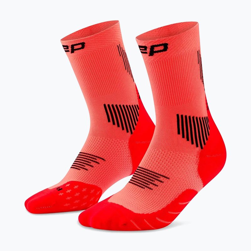 Шкарпетки компресійні чоловічі CEP Run Mid Cut 5.0 neon coral