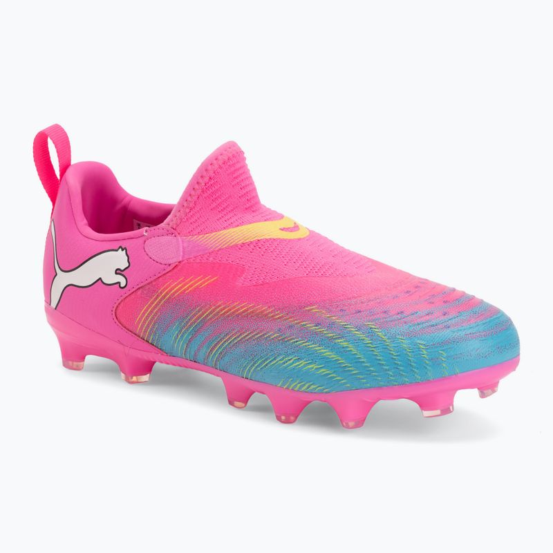 Кросівки футбольні дитячі PUMA Future 9 Match LL FG/AG Jr poison pink/puma wht/sun stream/bright aqua/puma blk