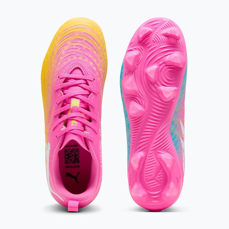 Кросівки футбольні дитячі PUMA Future 9 Play FG/AG Jr poison pink/puma wht/sun stream/bright aqua/puma blk 3