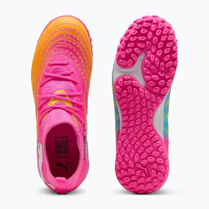 Кросівки футбольні дитячі PUMA Future 9 Match TT + Mid Jr poison pink/puma wht/sun stream/bright aqua/puma blk 3