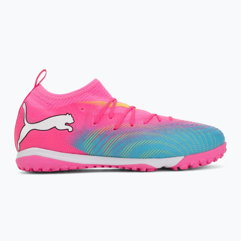 Кросівки футбольні дитячі PUMA Future 9 Match TT + Mid Jr poison pink/puma wht/sun stream/bright aqua/puma blk 2