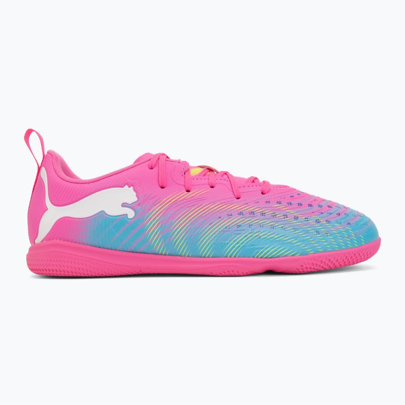 Кросівки футбольні дитячі PUMA Future 9 Play IT Jr poison pink/puma wht/sun stream/bright aqua/puma blk 2