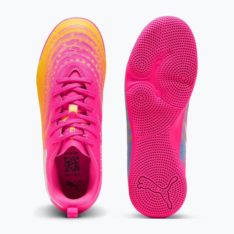 Кросівки футбольні дитячі PUMA Future 9 Play IT Jr poison pink/puma wht/sun stream/bright aqua/puma blk 3
