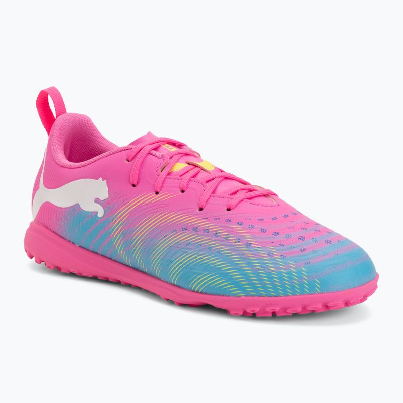 Кросівки футбольні дитячі PUMA Future 9 Play TT poison pink/puma wht/sun stream/bright aqua/puma blk