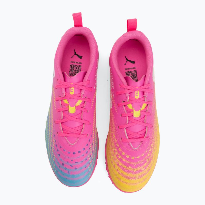 Кросівки футбольні дитячі PUMA Future 9 Play TT poison pink/puma wht/sun stream/bright aqua/puma blk 5