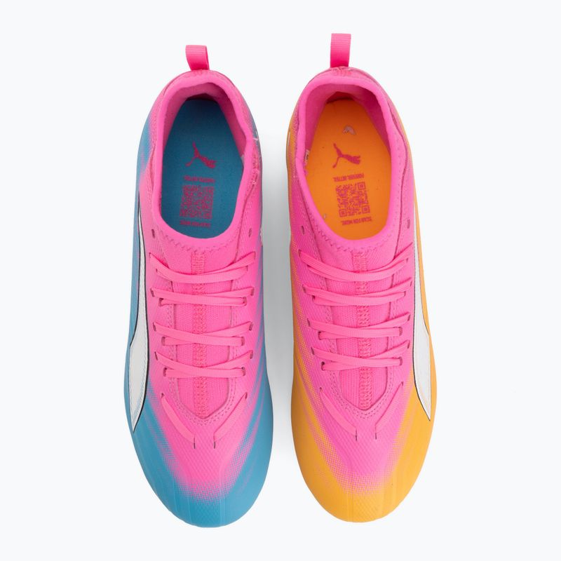 Кросівки футбольні дитячі PUMA Ultra 6 Match FG/AG Jr poison pink/puma wht/sun stream/bright aqua/puma blk 5