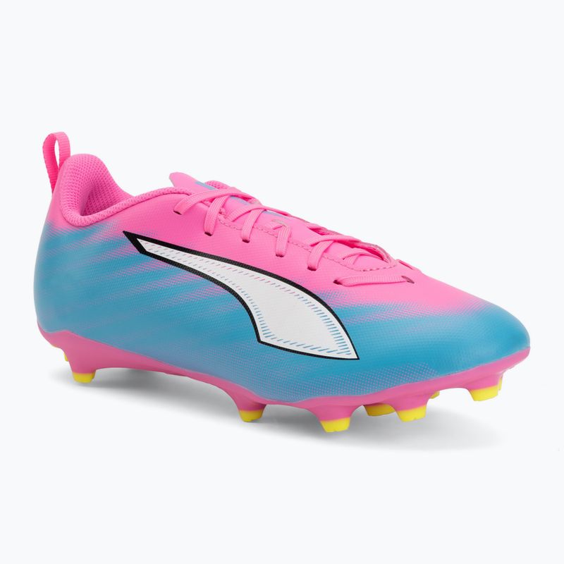 Кросівки футбольні дитячі PUMA Ultra 6 Play FG/AG Jr poison pink/puma wht/sun stream/bright aqua/puma blk