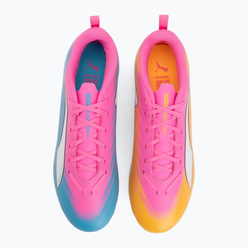 Кросівки футбольні дитячі PUMA Ultra 6 Play FG/AG Jr poison pink/puma wht/sun stream/bright aqua/puma blk 5