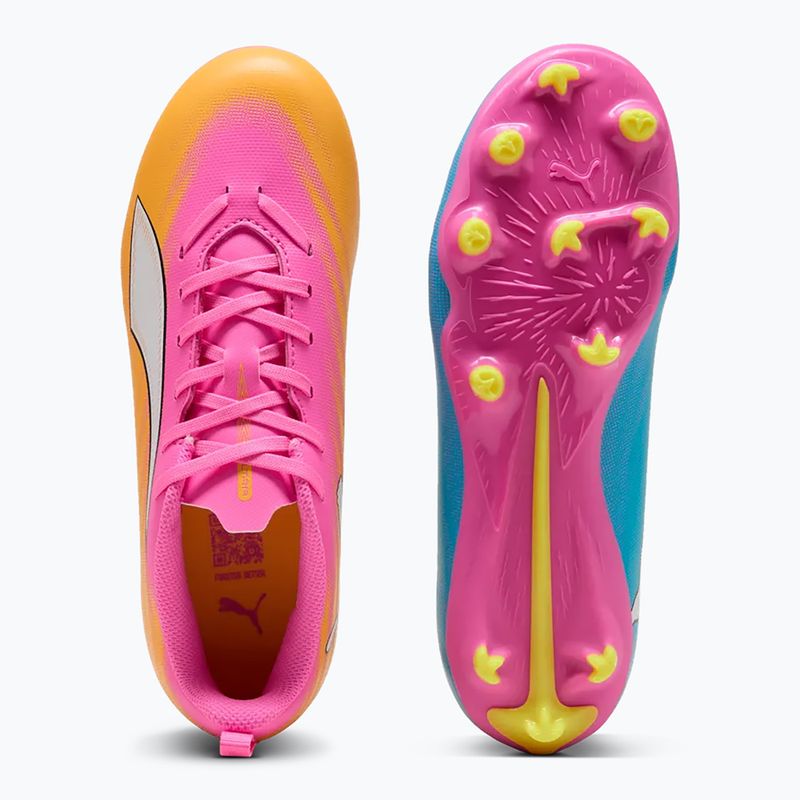 Кросівки футбольні дитячі PUMA Ultra 6 Play FG/AG Jr poison pink/puma wht/sun stream/bright aqua/puma blk 6