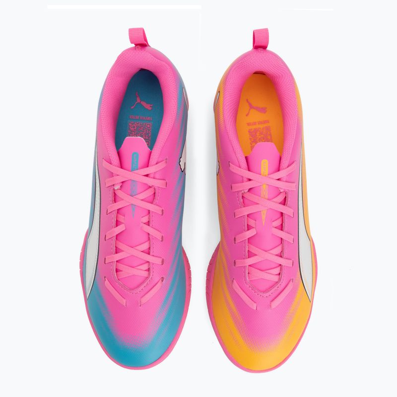 Кросівки футбольні дитячі PUMA Ultra 6 Play TT Jr poison pink/puma wht/sun stream/bright aqua/puma blk 5
