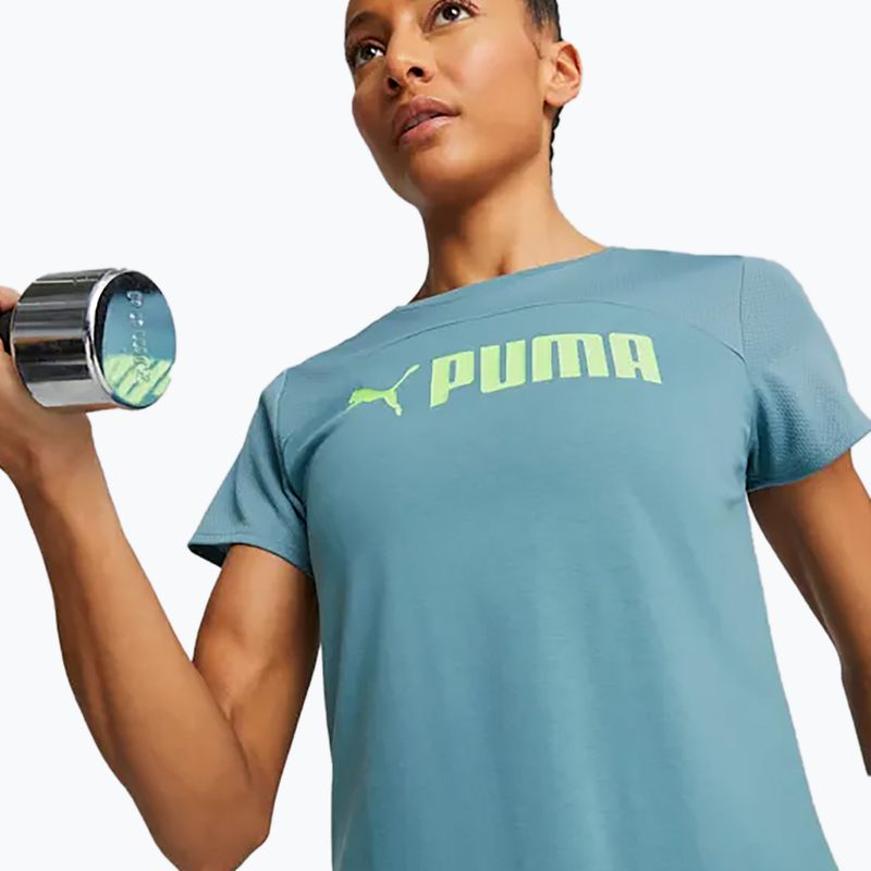 Футболка тренувальна жіноча PUMA Fit Logo Ultrabreathe bold blue/speed green 3