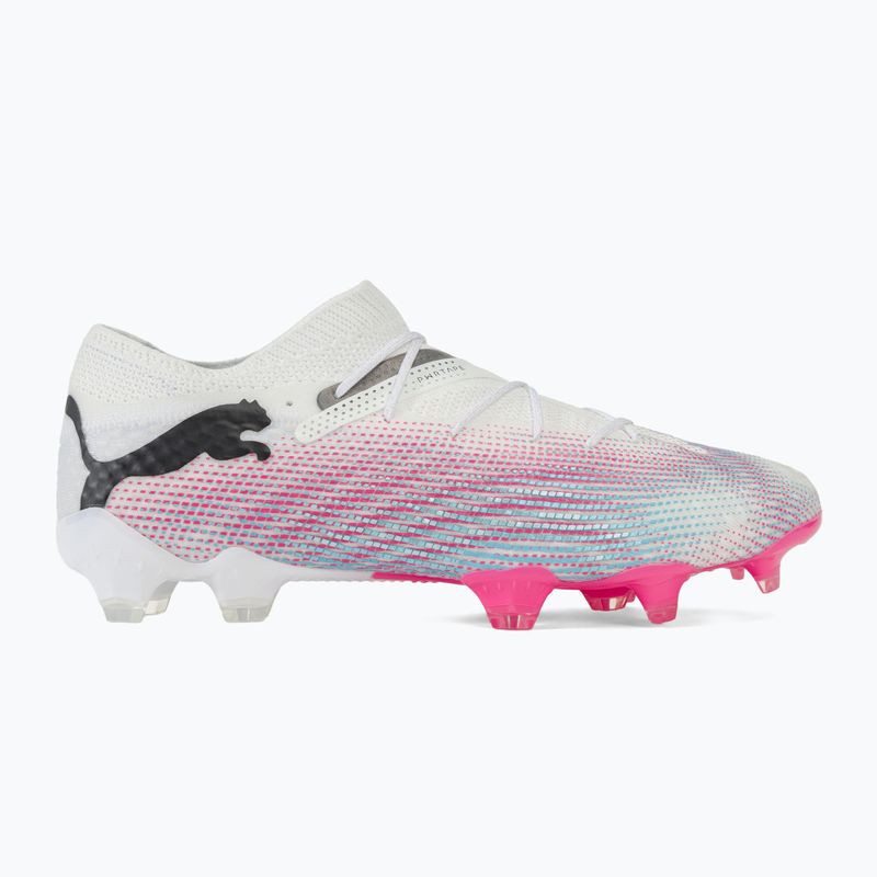 Футбольні бутси PUMA Future 7 Ultimate Low FG/AG білі/чорні/отруйно-рожеві/яскрава аква/сріблястий туман 2