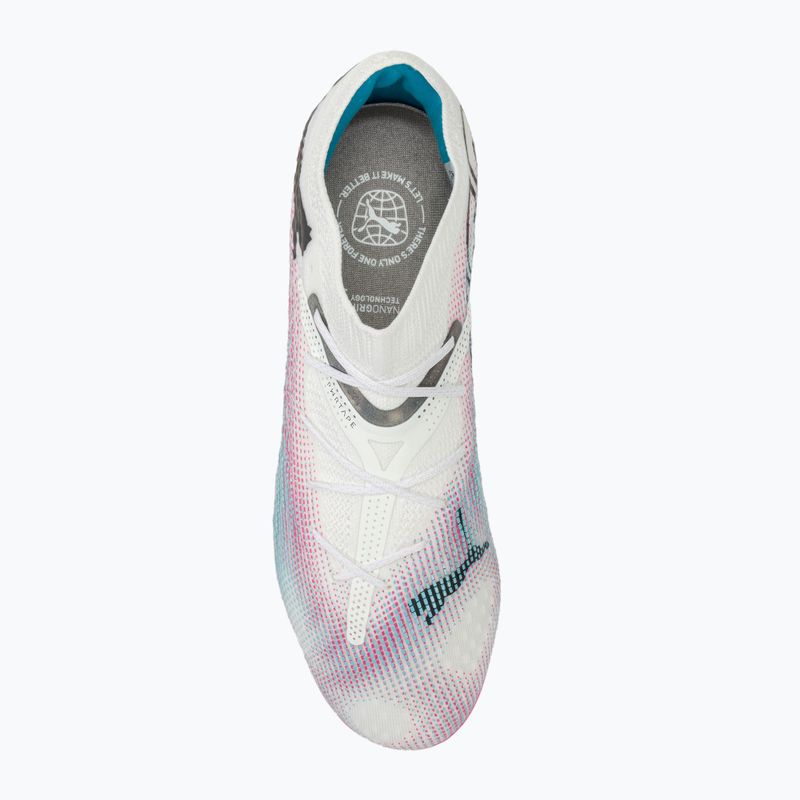 Футбольні бутси PUMA Future 7 Ultimate Low FG/AG білі/чорні/отруйно-рожеві/яскрава аква/сріблястий туман 5