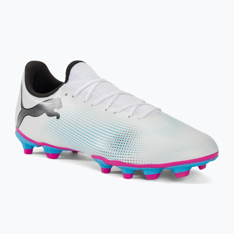 PUMA Future 7 Play FG/AG футбольні бутси пума білі / пума чорні / отруйно-рожеві