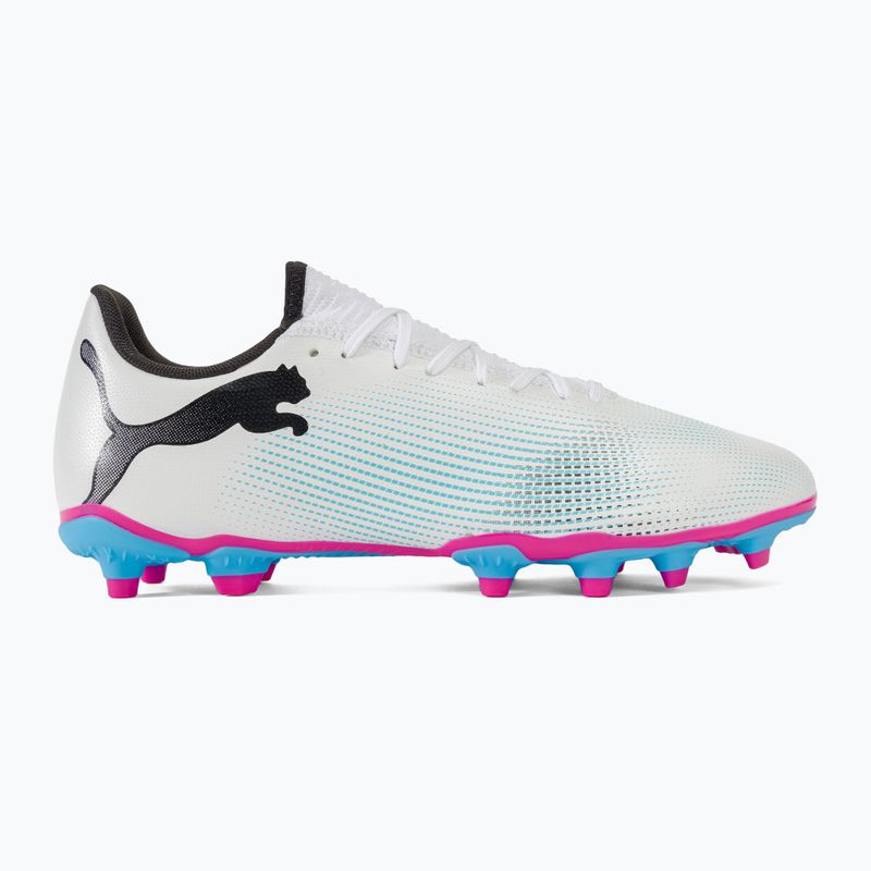 PUMA Future 7 Play FG/AG футбольні бутси пума білі / пума чорні / отруйно-рожеві 2