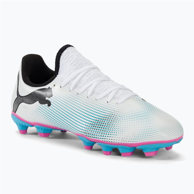 Дитячі футбольні бутси PUMA Future 7 Play FG/AG пума біла/пума чорна/отруйно-рожева