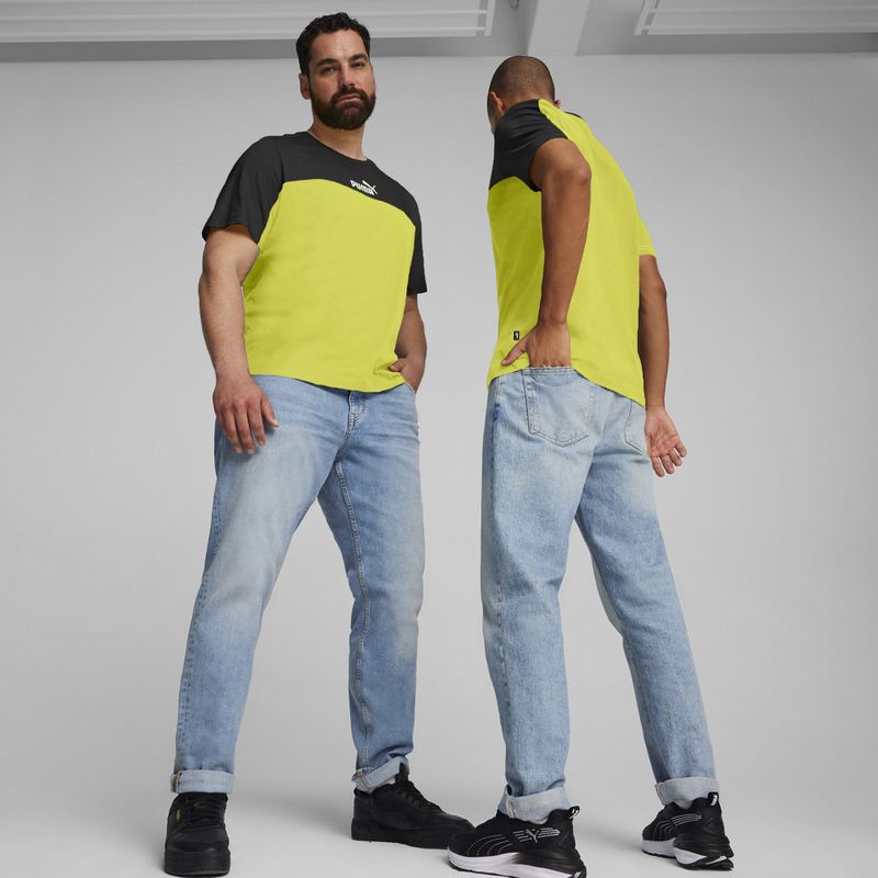 Футболка  чоловіча PUMA ESS+ Block Tee puma black/lime sheen 3