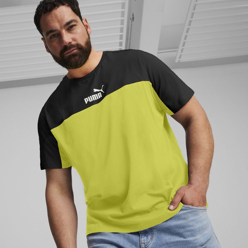 Футболка  чоловіча PUMA ESS+ Block Tee puma black/lime sheen 4
