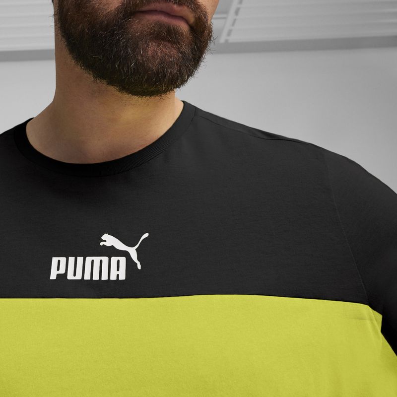 Футболка  чоловіча PUMA ESS+ Block Tee puma black/lime sheen 5