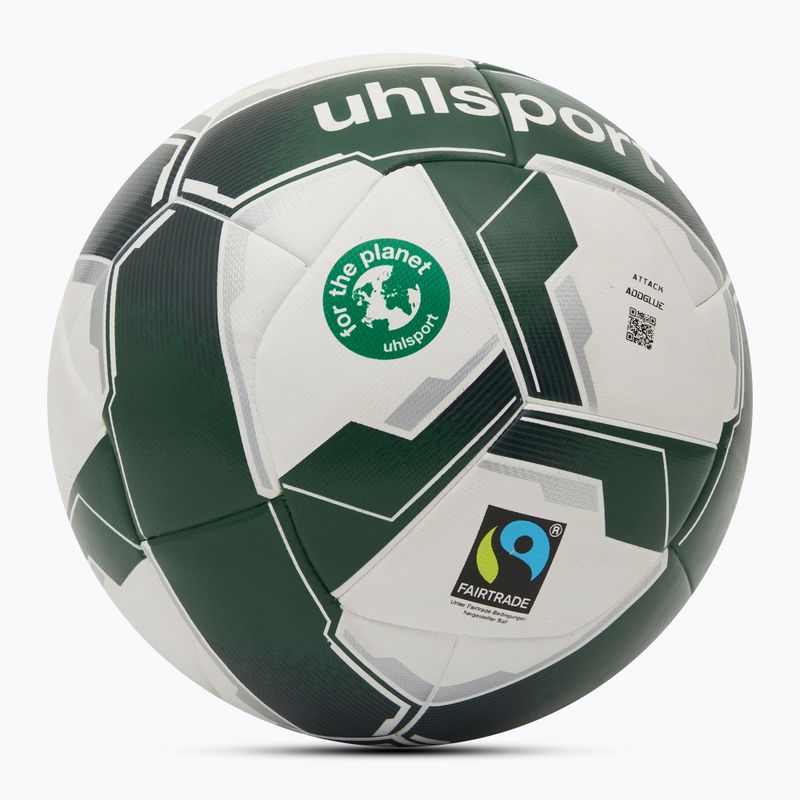 М'яч футбольний uhlsport Attack Addglue For The Planet white/dark green/silver розмір 5 2
