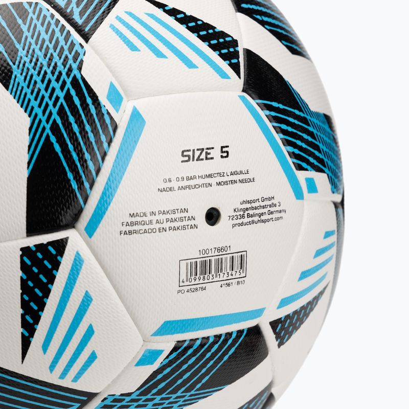М'яч футбольний uhlsport Fairtrade Top Training Addglue white/black/fluo blue розмір 5 4